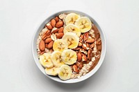 Healthy oatmeal banana almonds