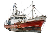 Rustic fishing boat isolated white