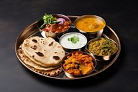 Traditional Indian thali meal