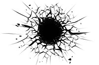 Shattered glass hole impact illustration