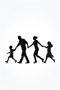 Family silhouette walking together