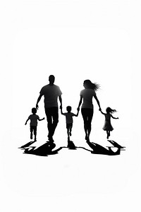 Silhouette family running together joyfully