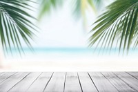 Tropical beach wooden table backdrop