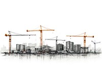 Urban construction cranes skyline