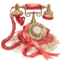 Vintage red rotary phone illustration