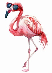 Stylish flamingo wearing sunglasses