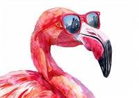 Stylish flamingo wearing sunglasses