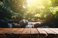 Natural wooden table outdoor