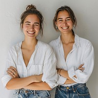 Smiling women in casual attire