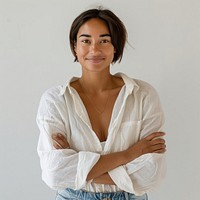 Confident woman in casual attire