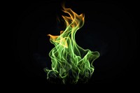 Vibrant green and orange flames
