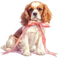 Adorable dog with pink ribbon