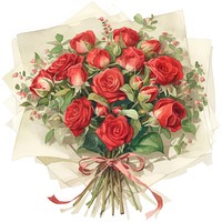 Elegant watercolor red rose bouquet