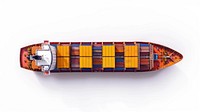 Colorful cargo ship overhead view