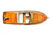 Elegant wooden speedboat top view