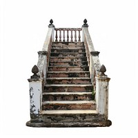 Weathered stone staircase with balustrade