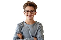 Smiling boy wearing glasses