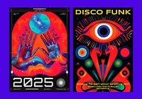 Psychedelic poster  vector template