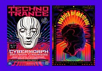 Psychedelic poster  vector template