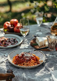 Outdoor Italian pasta dining experience