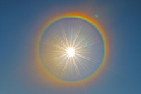 Radiant sun halo phenomenon sky