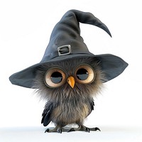 Cute owl in witch hat