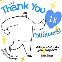 Thank you followers Instagram post template vector