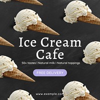 Ice cream cafe Instagram post template vector