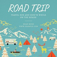 Road trip Instagram post template vector