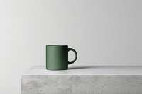 Minimalist green mug mockup psd