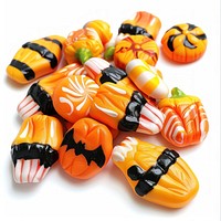 Colorful Halloween-themed candy assortment