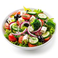 Fresh, colorful Greek salad bowl