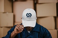 Cap mockup, moving service provider psd