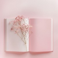 Delicate pink floral open book