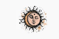 Celestial sun moon face art