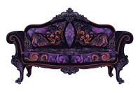 Elegant vintage ornate purple sofa