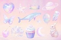 Pastel cute sticker element set