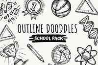 School outline doodle element set