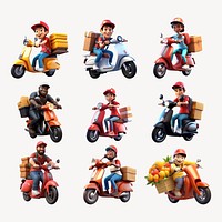 3D delivery rider design element set