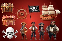 3D pirate design element set