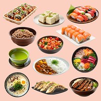 Japanese food design element set