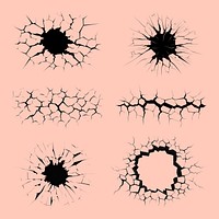 Cracked texture design element set