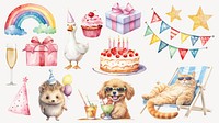 Watercolor party animal element set