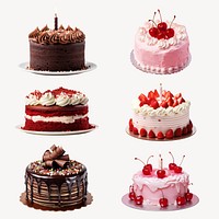 Birthday cake design element set