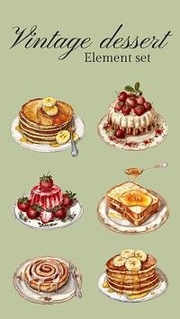 Vintage drawing dessert design element set