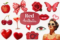 Red aesthetic design element set