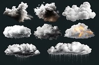 Stormy cloud design element set