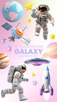 3d galaxy design element set