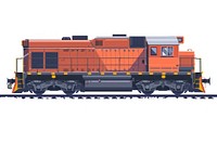 Detailed orange locomotive illustration