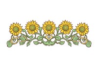 Elegant sunflower floral border illustration